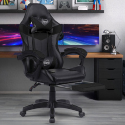 Neo Black Leather Massage Swivel Gaming Chair - Wilko - thumbnail 1