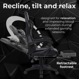 Neo Black Leather Massage Swivel Gaming Chair - Wilko - thumbnail 7