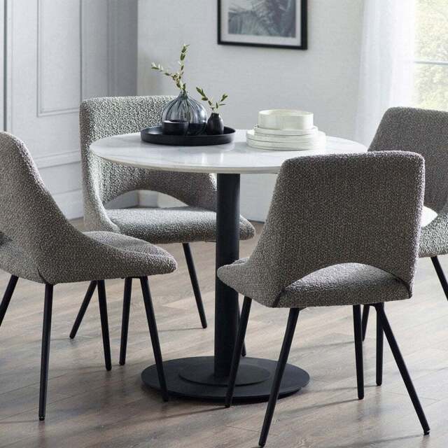 Julian Bowen Luca Iris 4 Seater Round Dining Set Grey - White - Wilko - image 1