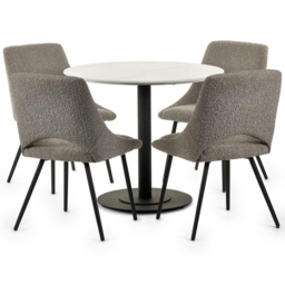Julian Bowen Luca Iris 4 Seater Round Dining Set Grey - White - Wilko - thumbnail 3