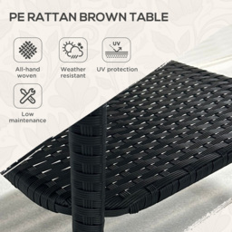 Outsunny Single Shelf Black Rattan Coffee Table with Glass Top - Size: 45 x 50 x 50cm - Wilko - thumbnail 5