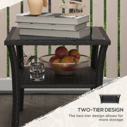 Outsunny Single Shelf Black Rattan Coffee Table with Glass Top - Size: 45 x 50 x 50cm - Wilko - thumbnail 6