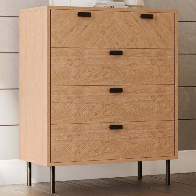 Seconique Leon 5 Drawer Medium Oak Effect Chest of Drawers - Brown - Wilko - image 1