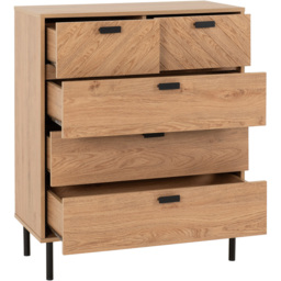 Seconique Leon 5 Drawer Medium Oak Effect Chest of Drawers - Brown - Wilko - thumbnail 4