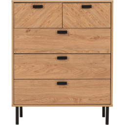 Seconique Leon 5 Drawer Medium Oak Effect Chest of Drawers - Brown - Wilko - thumbnail 5