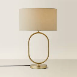 ValueLights Antonia Cream Fabric Drum Lamp Shade Brushed Gold Oval LED Table Lamp - Size: 42.3 x 25 x 25cm - Wilko - thumbnail 6