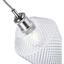 Happy Homewares Clear Glass Compact Diamond Pendant Shade - Size: 17 x 17 x 17cm - Wilko - thumbnail 5