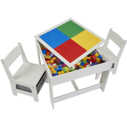 Liberty House Toys 2 Seater White Construction Top Table Set with Storage - Wilko - thumbnail 7