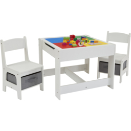Liberty House Toys 2 Seater White Construction Top Table Set with Storage - Wilko - thumbnail 4