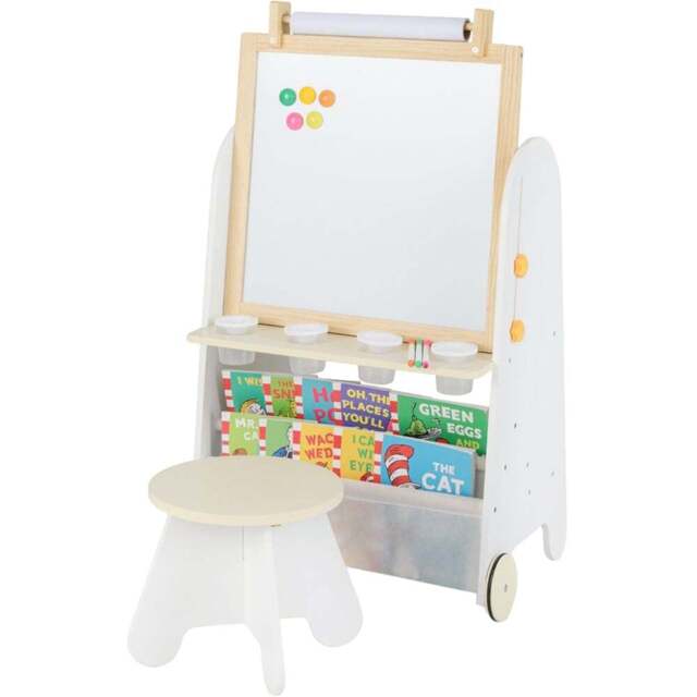 Costway Natural 4-in-1 Toddler Activity Table Set with Magnetic Whiteboard and Bookshelf - Size: 42 x 56 x 105cm - Wilko - image 1