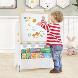 Costway Natural 4-in-1 Toddler Activity Table Set with Magnetic Whiteboard and Bookshelf - Size: 42 x 56 x 105cm - Wilko - thumbnail 3