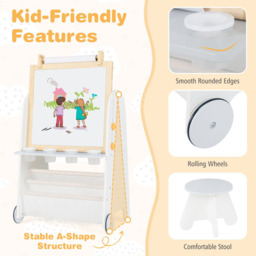 Costway Natural 4-in-1 Toddler Activity Table Set with Magnetic Whiteboard and Bookshelf - Size: 42 x 56 x 105cm - Wilko - thumbnail 6