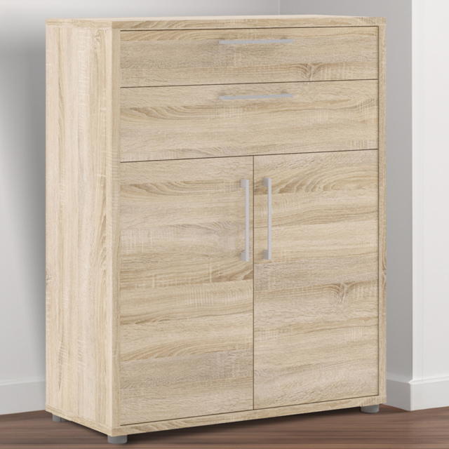 Florence 2 Door 2 Drawer Oak Bookcase - Size: 40.1 x 89.2 x 113.4cm - Wood - Furniture to Go - Wilko - image 1