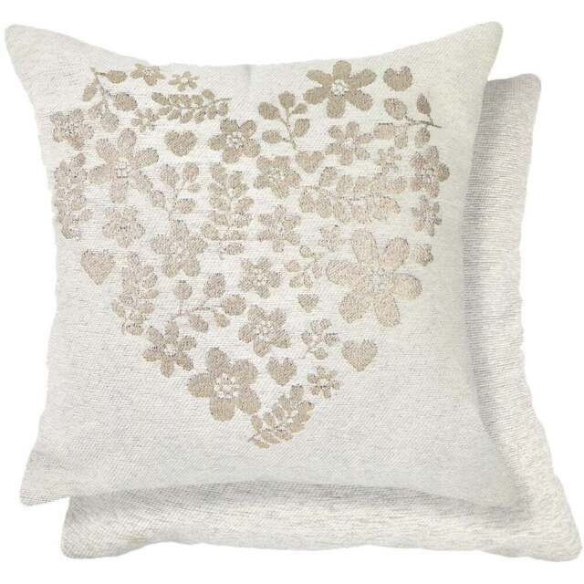 Serene Love Heart Natural Cushion Cover 43 x 43cm - Cream - Wilko - image 1
