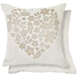 Serene Love Heart Natural Cushion Cover 43 x 43cm - Cream - Wilko - thumbnail 1