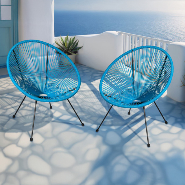 tectake Retro 2 Piece Blue Garden Chair Set - Size: 78 x 70.5 x 69cm - Wilko - image 1