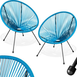 tectake Retro 2 Piece Blue Garden Chair Set - Size: 78 x 70.5 x 69cm - Wilko - thumbnail 3