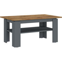 Shefa Line Element 900 Single Shelf Oak and Graphite Coffee Table - Size: 43 x 90 x 55cm - Grey - Oak - Wilko - thumbnail 3