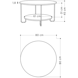 Corro White Modern Coffee Table - Size: 45.0  x 80.0  x 80.0 cm - Decortie - Wilko - thumbnail 5