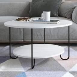 Corro White Modern Coffee Table - Size: 45.0  x 80.0  x 80.0 cm - Decortie - Wilko - thumbnail 1