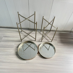 Acacia Home Set of 2 Round Tables - Size: 45 x 36 x 36cm - Gold - Wilko - thumbnail 3