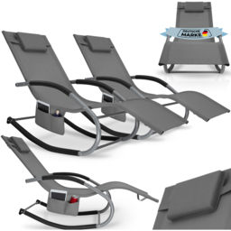 tectake Taya Set of 2 Grey Rocking Sun Lounger - Size: 92 x 62 x 142cm - Wilko - thumbnail 3