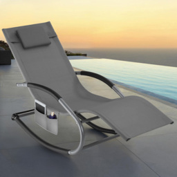 tectake Taya Set of 2 Grey Rocking Sun Lounger - Size: 92 x 62 x 142cm - Wilko