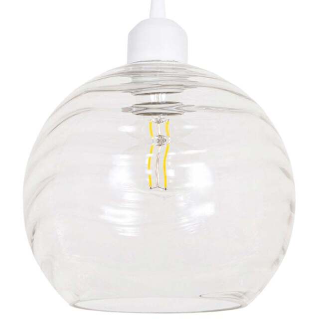 Happy Homewares Designer Clear Circular Ribbed Glass Non Electric Pendant Shade - Size: 18 x 20 x 20cm - Wilko - image 1