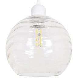 Happy Homewares Designer Clear Circular Ribbed Glass Non Electric Pendant Shade - Size: 18 x 20 x 20cm - Wilko - thumbnail 1