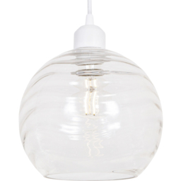 Happy Homewares Designer Clear Circular Ribbed Glass Non Electric Pendant Shade - Size: 18 x 20 x 20cm - Wilko - thumbnail 6