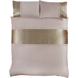 Rapport Home Capri Super King Blush and Gold Velvet Duvet Set - Pink - Wilko - thumbnail 4