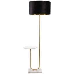 ValueLights Tavel Gold LED Floor Lamp Table with Black and Gold Velvet Lamp Shade - Size: 146 x 54 x 35cm - Wilko - thumbnail 1