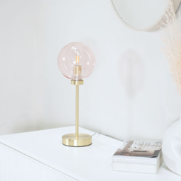 ValueLights Frenchie Pink Tinted Globe Gold Stem LED Table Lamp - Size: 41 x 15 x 15cm - Wilko - thumbnail 6