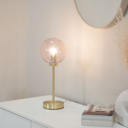ValueLights Frenchie Pink Tinted Globe Gold Stem LED Table Lamp - Size: 41 x 15 x 15cm - Wilko - thumbnail 3