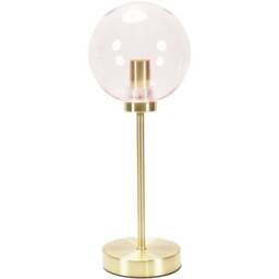 ValueLights Frenchie Pink Tinted Globe Gold Stem LED Table Lamp - Size: 41 x 15 x 15cm - Wilko