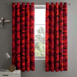 Velosso Red Camouflage Pencil Pleat Curtains 168 x 137cm - Size: W 168 x D 137cm - Wilko