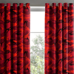 Velosso Red Camouflage Pencil Pleat Curtains 168 x 137cm - Size: W 168 x D 137cm - Wilko - thumbnail 3