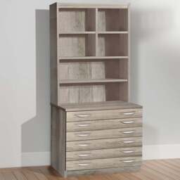 R White Cabinets 6 Drawer 6 Shelf Grey A2 Plan Chest of Drawers with Hutch - Wilko - thumbnail 1