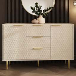 GFW Azariah 2 Door 3 Drawer Ivory Large Sideboard - Size: 76.6 x 116.6 x 39cm - Wilko - thumbnail 1