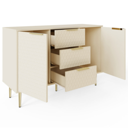 GFW Azariah 2 Door 3 Drawer Ivory Large Sideboard - Size: 76.6 x 116.6 x 39cm - Wilko - thumbnail 5