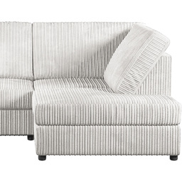 Luxor 4 Seater Silver Jumbo Cord Full Back Right Hand L Shape Corner Sofa - Wilko - thumbnail 4