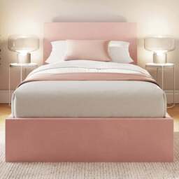 GFW Single Blush Pink Velvet End Lift Ottoman Bed with Memory Pocket Spring Mattress - Wilko - thumbnail 1