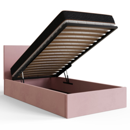 GFW Single Blush Pink Velvet End Lift Ottoman Bed with Memory Pocket Spring Mattress - Wilko - thumbnail 6