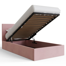 GFW Single Blush Pink Velvet End Lift Ottoman Bed with Memory Pocket Spring Mattress - Wilko - thumbnail 5