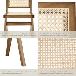 Tectake Lizzy Light Oak Rattan Backrest Accent Chair - Brown - Wilko - thumbnail 6