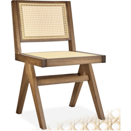 Tectake Lizzy Light Oak Rattan Backrest Accent Chair - Brown - Wilko - thumbnail 3