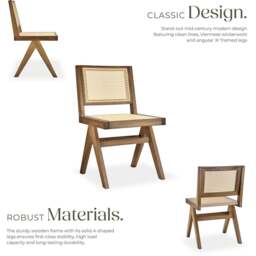 Tectake Lizzy Light Oak Rattan Backrest Accent Chair - Brown - Wilko - thumbnail 4