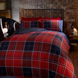 Rapport Home Argyle Single Red Duvet Set - Wilko - thumbnail 1