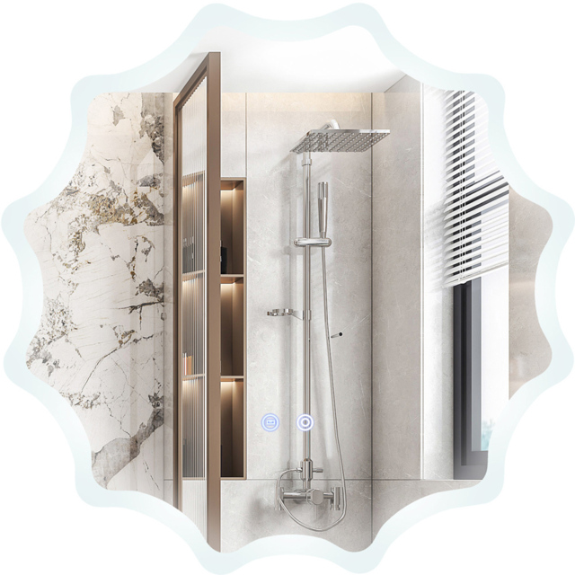 Costway Silver Round Waved Edge LED Wall Mirror 60 x 60cm - Wilko - image 1