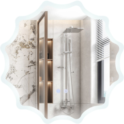 Costway Silver Round Waved Edge LED Wall Mirror 60 x 60cm - Wilko